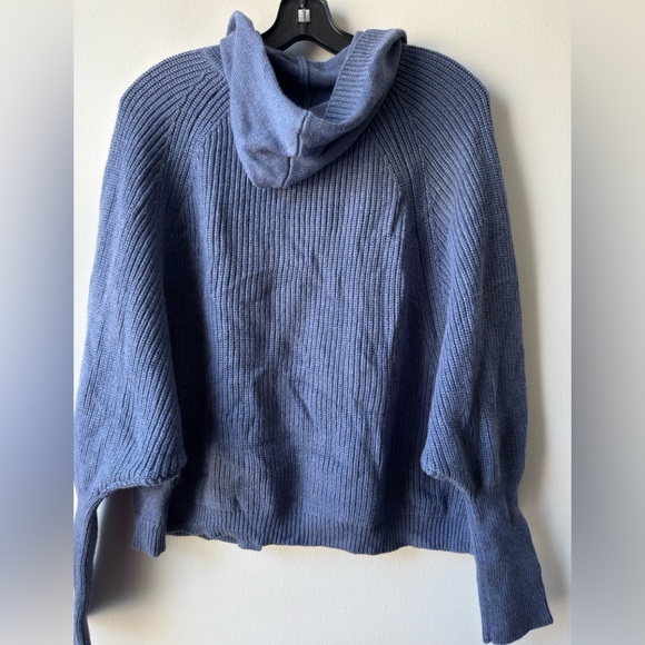 InCashmere Women’s Cotton Blend Blue Hooded  Sweater Cardigan - Picture 8 of 9